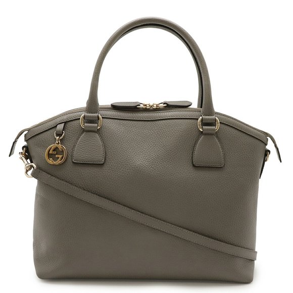 GUCCI Gray Leather Shoulder Bag
